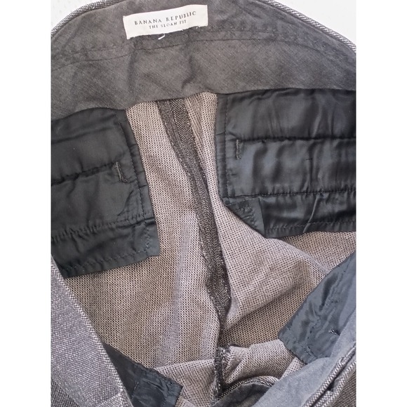 Banana Republic Sloan Textured Wide Leg Trousers 30x33 Charcoal Brown Offce Tall - Picture 14 of 16